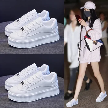 Çift Ins Kore Versiyonu Beyaz Ayakkabı Kadın Sonbahar Yeni Moda Platformu Sneakers Rahat koşu ayakkabıları Erkek Zapatos