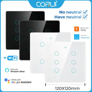 CORUI Tuya Akıllı WİFİ Anahtarı Brezilya 4X4 Dokunmatik Panel ışık Anahtarı 4/6 Gang Akıllı Yaşam Ekran Paneli Alexa İle Çalışmak Google Ev