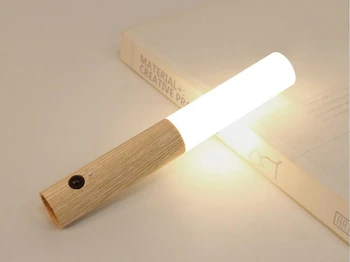 LED Ahşap Kablosuz USB Gece Lambası Manyetik Duvar Lambası Mutfak Dolabı dolap ışığı Ev Yatak Odası Masa Hareket Lambası Başucu Aydınlatma