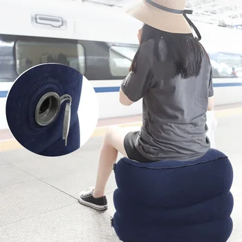 Şişme Ayak İstirahat Çift Vana Mavi PVC Akın Yıkanabilir Şişme Seyahat Ayak istirahat yastığı Uçak Ofis Ev için
